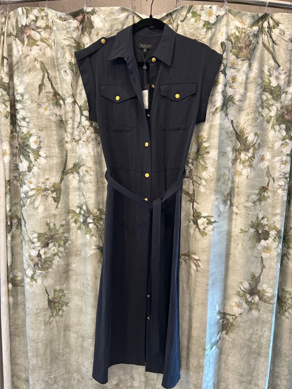 NWT Rag & Bone Sleeveless Navy Shirt Dress with Belt